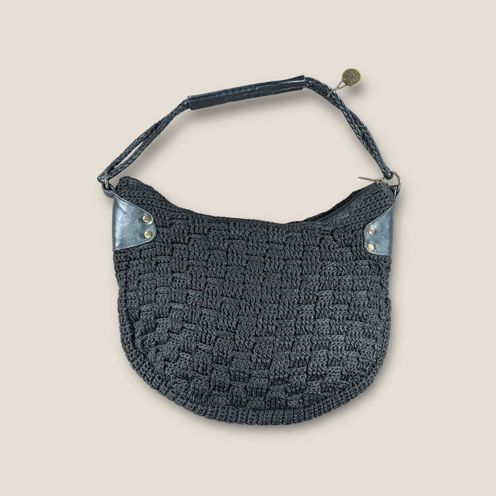 THE SAK Original‎ Crochet Purse Black Shoulder Bag Classic Boho - Picture 4 of 9